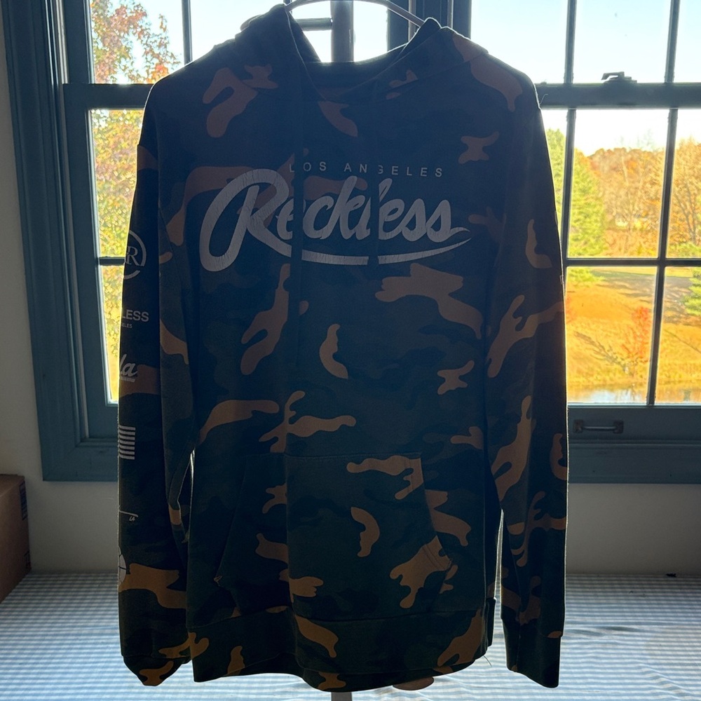 Young & Reckless Camo Hoodie - Black and Tan